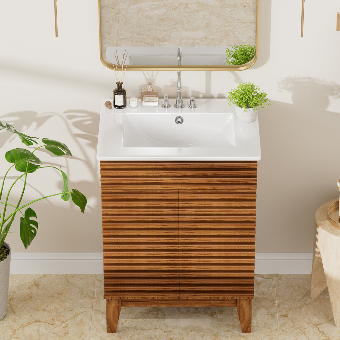 24"X18¼" Bathroom Vanity Sink Top With Three Holes, Ceramic Vanity Sink Top With Overflow, Drop In Bathroom Vessel Sink Rectangle, Glossy White